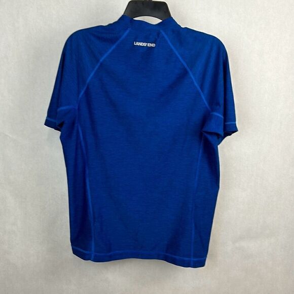 Lands' End Mens Swim Shirt Rash Guard Sz S 34-36 Blue Short Sleeve - Picture 3 of 4